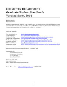 CHEMISTRY DEPARTMENT Graduate Student Handbook Version