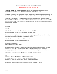 Advanced Placement Cheat Sheet - Cornell University College of