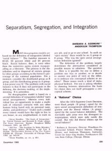 Separatism, Segregation, and Integration