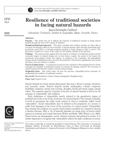 Resilience of traditional societies in facing natural hazards