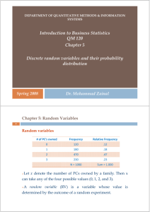 Introduction to Business Statistics QM 120 Chapter 5 Discrete