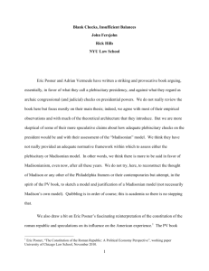 1 Blank Checks, Insufficient Balances John Ferejohn Rick Hills NYU