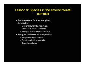 Lesson 3: Species in the environmental complex