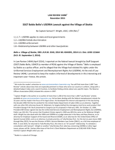SSGT Baldo Bello's USERRA Lawsuit against the Village of Skokie