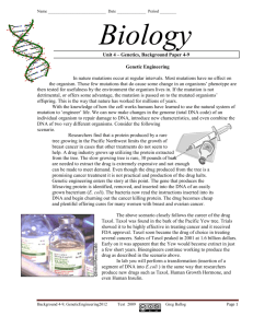 Unit 4 – Genetics, Background Paper 4