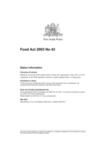 Food Act 2003 - NSW Legislation