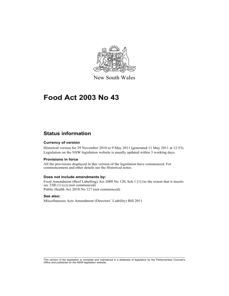 Nsw Food Act 2014