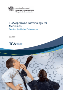 TGA Approved Terminology for Medicines