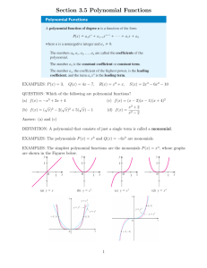 Section 3.5 Polynomial Functions