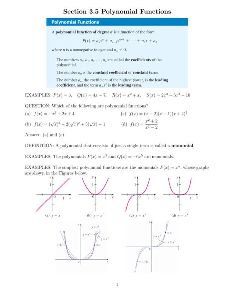 Section 3 5 Polynomial Functions