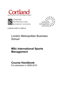 London Metropolitan Business School MSc International Sports