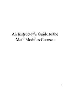 An Instructor's Guide to the Math Modules Courses