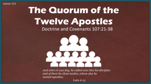 lesson 112 D&C 107:21-38 The Quorum of the Twelve Apostles PDF