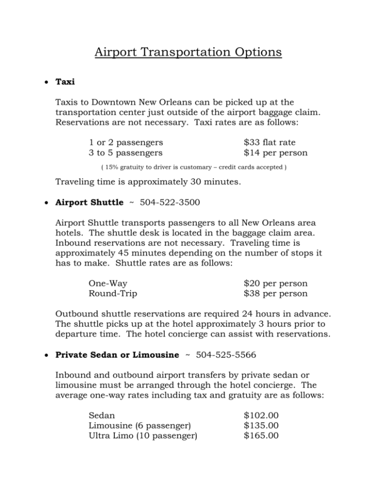 Airport Transportation Options