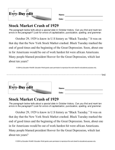 Stock Market Crash of 1929 Stock Market Crash