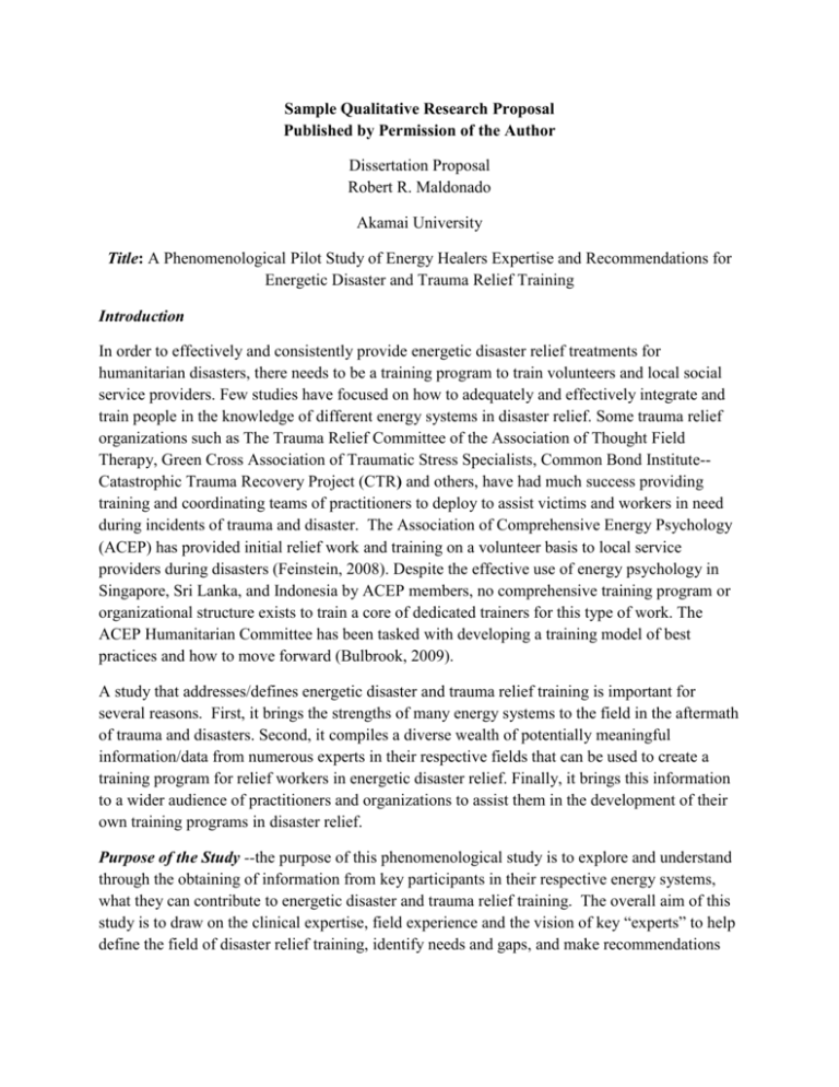Sample Qualitative Dissertation Proposal