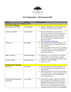 First Assignments - Fall Semester 2015