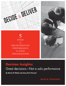 Decision Insights: Great decisions—Not a solo