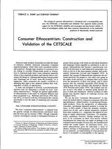 Consumer Ethnocentrism: Construction and