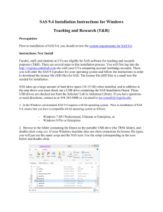 SAS 9.4 Installation Instructions for Windows Teaching and