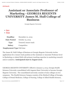 GEORGIA REGENTS UNIVERSITY James M. Hull College of Business