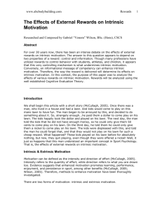 The Effects of External Rewards on Intrinsic Motivation