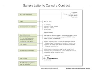 Sample Letter to Cancel a Contract