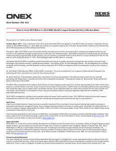 Onex to Invest $675 Million in JELD