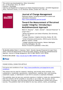Toward the Measurement of Perceived Leader Integrity