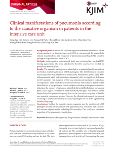 Clinical manifestations of pneumonia according to the causative