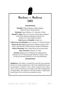 Marbury v. Madison 1803 - Ramsey School District