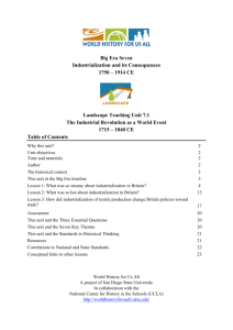Big Era Seven Industrialization and its Consequences 1750 – 1914