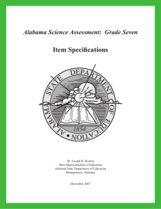 Alabama Science Assessment: Grade Seven Item Specifications