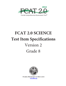 FCAT 2.0 Science Test Item Specifications Version 2 Grade 8