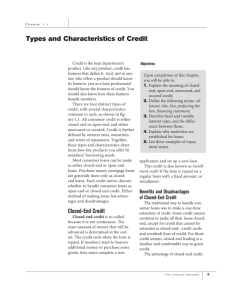 Types and Characteristics of Credit