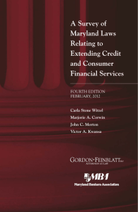 A Survey of Maryland Laws Relating to Extending Credit