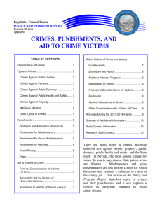 2014 Policy and Program Reports: Crimes, Punishments, and Aid to