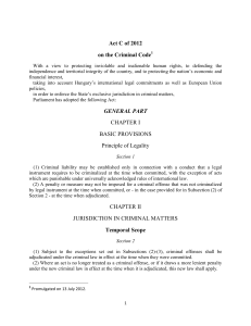 Criminal Code of the Republic of Hungary (2012