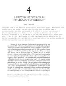a history of division 36 (psychology of religion)