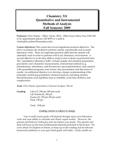 Chemistry 311 Quantitative and Instrumental Methods of Analysis