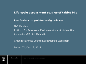 Life cycle assessment studies of tablet PCs