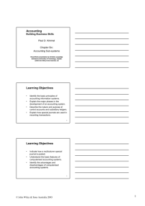 Accounting Learning Objectives Learning Objectives
