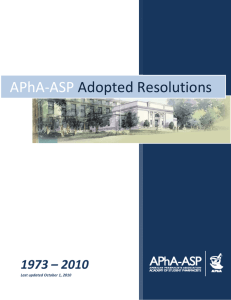APhA-ASP Adopted Resolutions