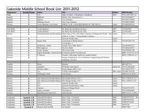 Lakeside Middle School Book List: 2011-2012
