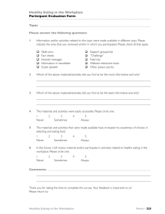 Healthy Eating in the Workplace Participant Evaluation Form