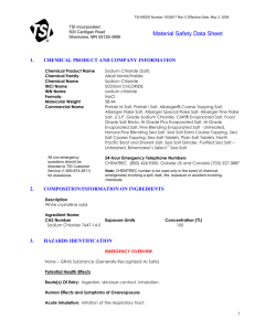 Sodium Chloride Material Safety Data Sheet