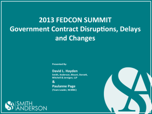 2013 FEDCON SUMMIT Government Contract Disrup ons, Delays