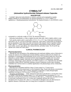 Duloxetine (Cymbalta): prescribing information