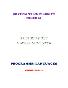 eng221 tutorial kit - Covenant University