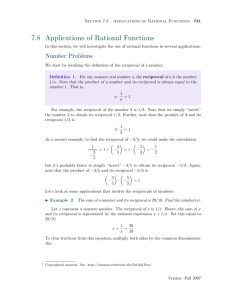 Section 8: Applications of Rational Functions